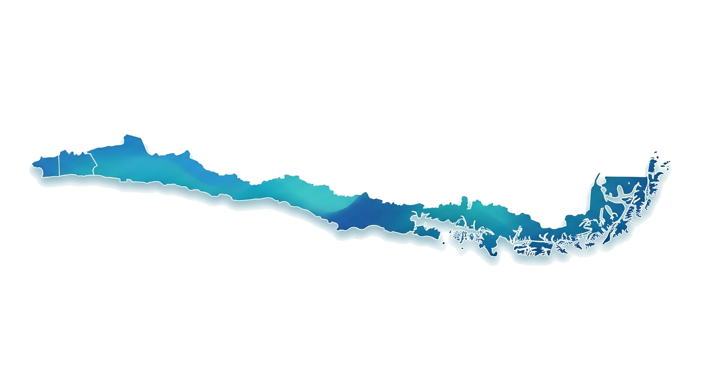 Mapa de Chile estilizado con cobertura nacional